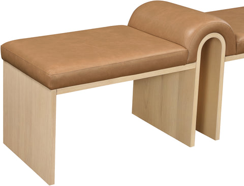 Quinn Cognac Vegan Leather Upholstered Bench, 1 Piece