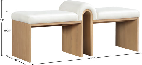 Quinn Cream Vegan Leather Upholstered Bench, 1 Piece