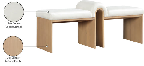 Quinn Cream Vegan Leather Upholstered Bench, 1 Piece