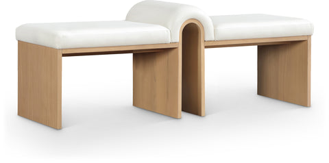 Quinn Cream Vegan Leather Upholstered Bench, 1 Piece