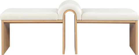 Quinn Cream Vegan Leather Upholstered Bench, 1 Piece