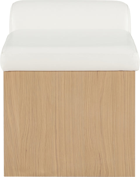 Quinn Cream Vegan Leather Upholstered Bench, 1 Piece