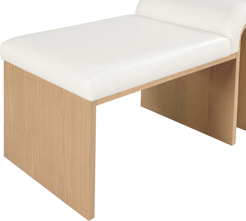 Quinn Cream Vegan Leather Upholstered Bench, 1 Piece