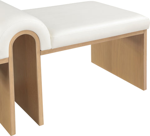 Quinn Cream Vegan Leather Upholstered Bench, 1 Piece