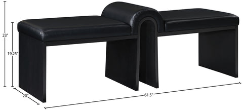 Quinn Black Vegan Leather Upholstered Bench, 1 Piece (Style 2)