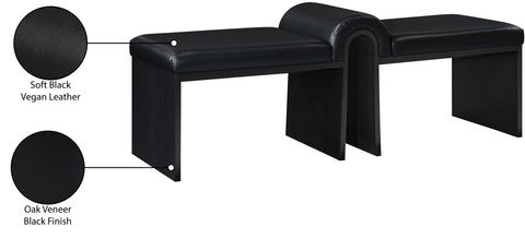 Quinn Black Vegan Leather Upholstered Bench, 1 Piece (Style 2)