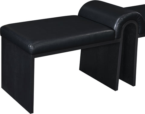 Quinn Black Vegan Leather Upholstered Bench, 1 Piece (Style 2)