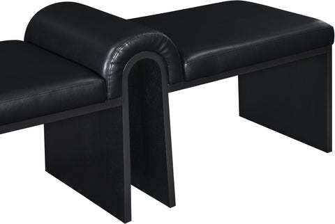 Quinn Black Vegan Leather Upholstered Bench, 1 Piece (Style 2)