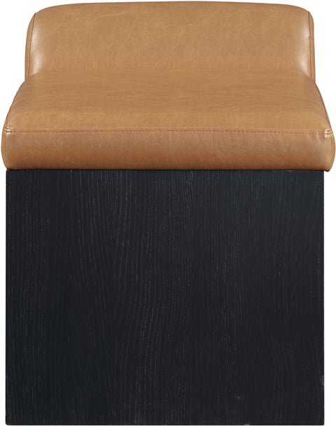 Quinn Cognac Vegan Leather Upholstered Bench, 1 Piece (Style 2)