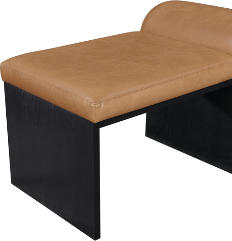 Quinn Cognac Vegan Leather Upholstered Bench, 1 Piece (Style 2)