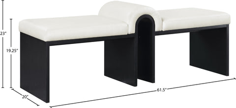 Quinn Cream Vegan Leather Upholstered Bench, 1 Piece (Style 2)