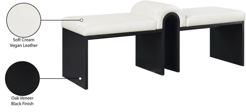 Quinn Cream Vegan Leather Upholstered Bench, 1 Piece (Style 2)