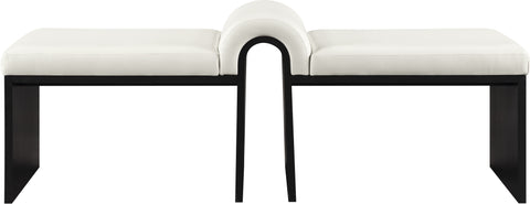 Quinn Cream Vegan Leather Upholstered Bench, 1 Piece (Style 2)