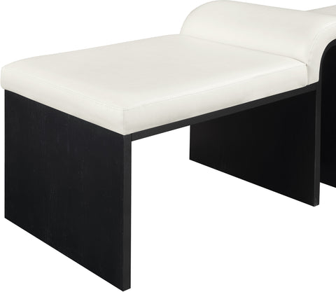 Quinn Cream Vegan Leather Upholstered Bench, 1 Piece (Style 2)