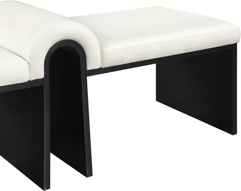 Quinn Cream Vegan Leather Upholstered Bench, 1 Piece (Style 2)