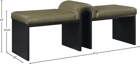 Quinn Olive Vegan Leather Upholstered Bench, 1 Piece