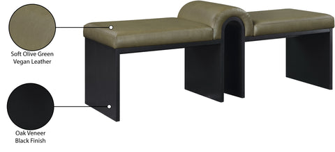 Quinn Olive Vegan Leather Upholstered Bench, 1 Piece