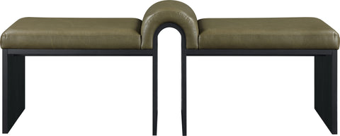 Quinn Olive Vegan Leather Upholstered Bench, 1 Piece