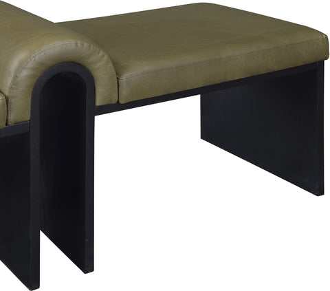 Quinn Olive Vegan Leather Upholstered Bench, 1 Piece