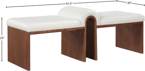 Quinn Cream Vegan Leather Upholstered Bench, 1 Piece (Style 3)