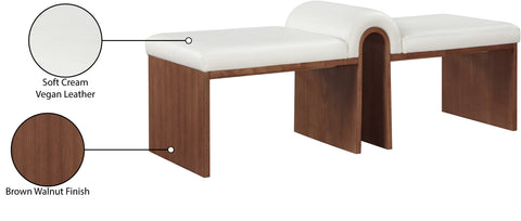 Quinn Cream Vegan Leather Upholstered Bench, 1 Piece (Style 3)
