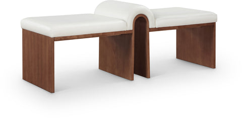 Quinn Cream Vegan Leather Upholstered Bench, 1 Piece (Style 3)