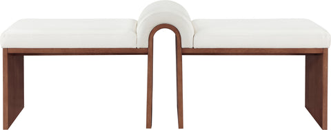 Quinn Cream Vegan Leather Upholstered Bench, 1 Piece (Style 3)