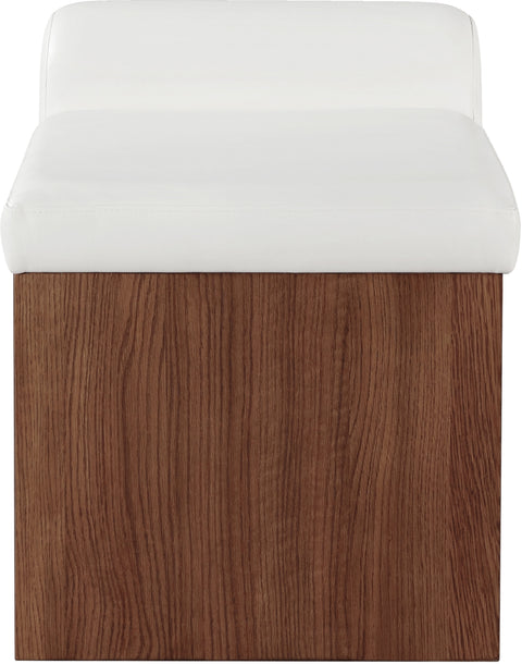 Quinn Cream Vegan Leather Upholstered Bench, 1 Piece (Style 3)