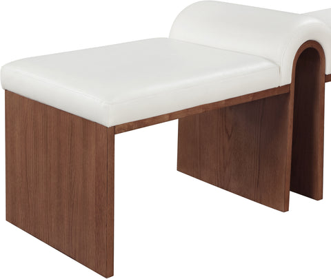 Quinn Cream Vegan Leather Upholstered Bench, 1 Piece (Style 3)