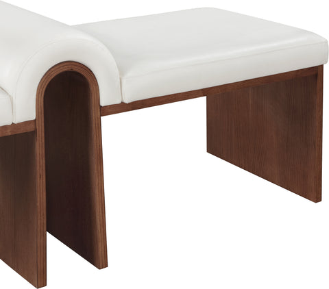 Quinn Cream Vegan Leather Upholstered Bench, 1 Piece (Style 3)