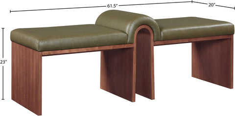Quinn Olive Vegan Leather Upholstered Bench, 1 Piece (Style 2)