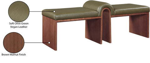 Quinn Olive Vegan Leather Upholstered Bench, 1 Piece (Style 2)
