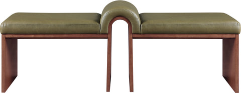 Quinn Olive Vegan Leather Upholstered Bench, 1 Piece (Style 2)