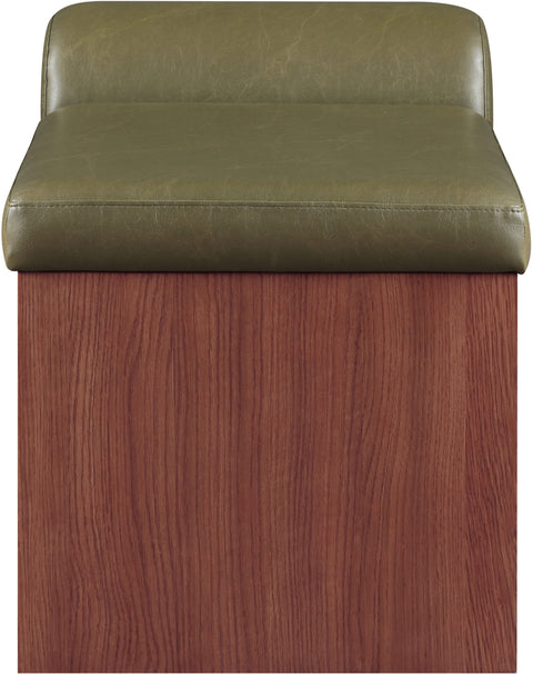 Quinn Olive Vegan Leather Upholstered Bench, 1 Piece (Style 2)