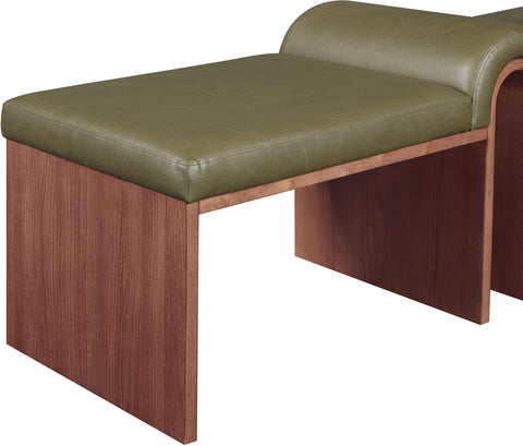 Quinn Olive Vegan Leather Upholstered Bench, 1 Piece (Style 2)