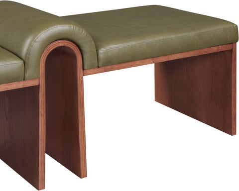 Quinn Olive Vegan Leather Upholstered Bench, 1 Piece (Style 2)