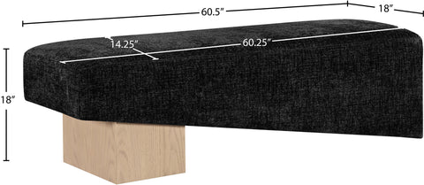 Darcy Black Fabric Upholstered Bench, 1 Piece