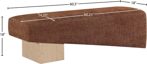 Darcy Cognac Fabric Upholstered Bench, 1 Piece
