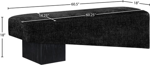 Darcy Black Fabric Upholstered Bench, 1 Piece (Style 2)