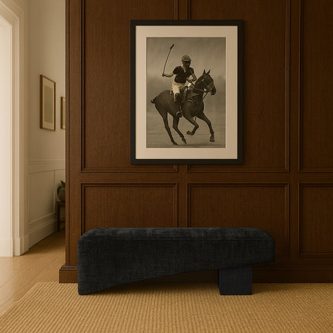 Darcy Black Fabric Upholstered Bench, 1 Piece (Style 2)