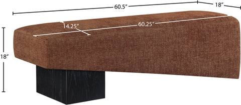 Darcy Cognac Fabric Upholstered Bench, 1 Piece (Style 2)