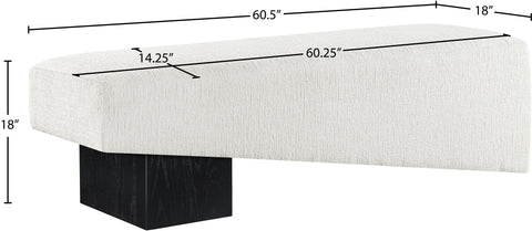 Darcy Cream Fabric Upholstered Bench, 1 Piece (Style 2)