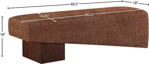 Darcy Cognac Fabric Upholstered Bench, 1 Piece (Style 3)