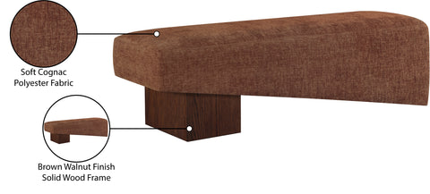 Darcy Cognac Fabric Upholstered Bench, 1 Piece (Style 3)