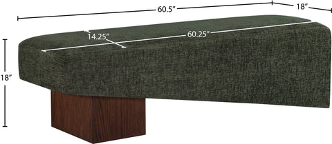 Darcy Green Fabric Upholstered Bench, 1 Piece (Style 2)