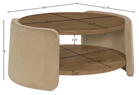 Arden Beige Velvet And Oak Veneer Coffee Table, 1 Piece
