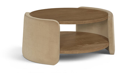 Arden Beige Velvet And Oak Veneer Coffee Table, 1 Piece