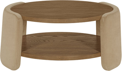 Arden Beige Velvet And Oak Veneer Coffee Table, 1 Piece