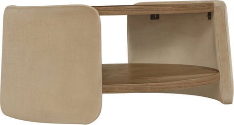 Arden Beige Velvet And Oak Veneer Coffee Table, 1 Piece