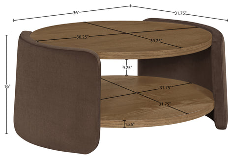Arden Brown Velvet And Oak Veneer Coffee Table, 1 Piece